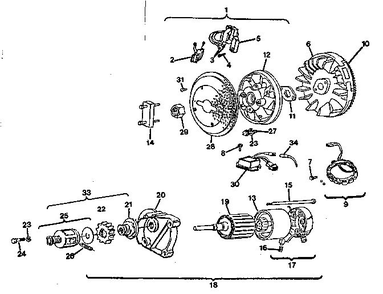 Starter Motor Group Diagram and Parts List for 422400-422499 0759-01 Briggs and Stratton Engine